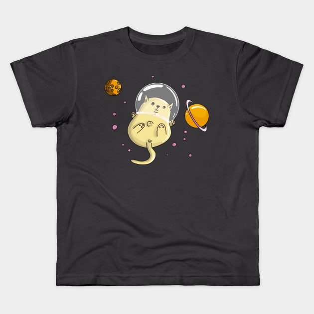 Astro Cat Astronaut Universe Kids T-Shirt by Acid_rain